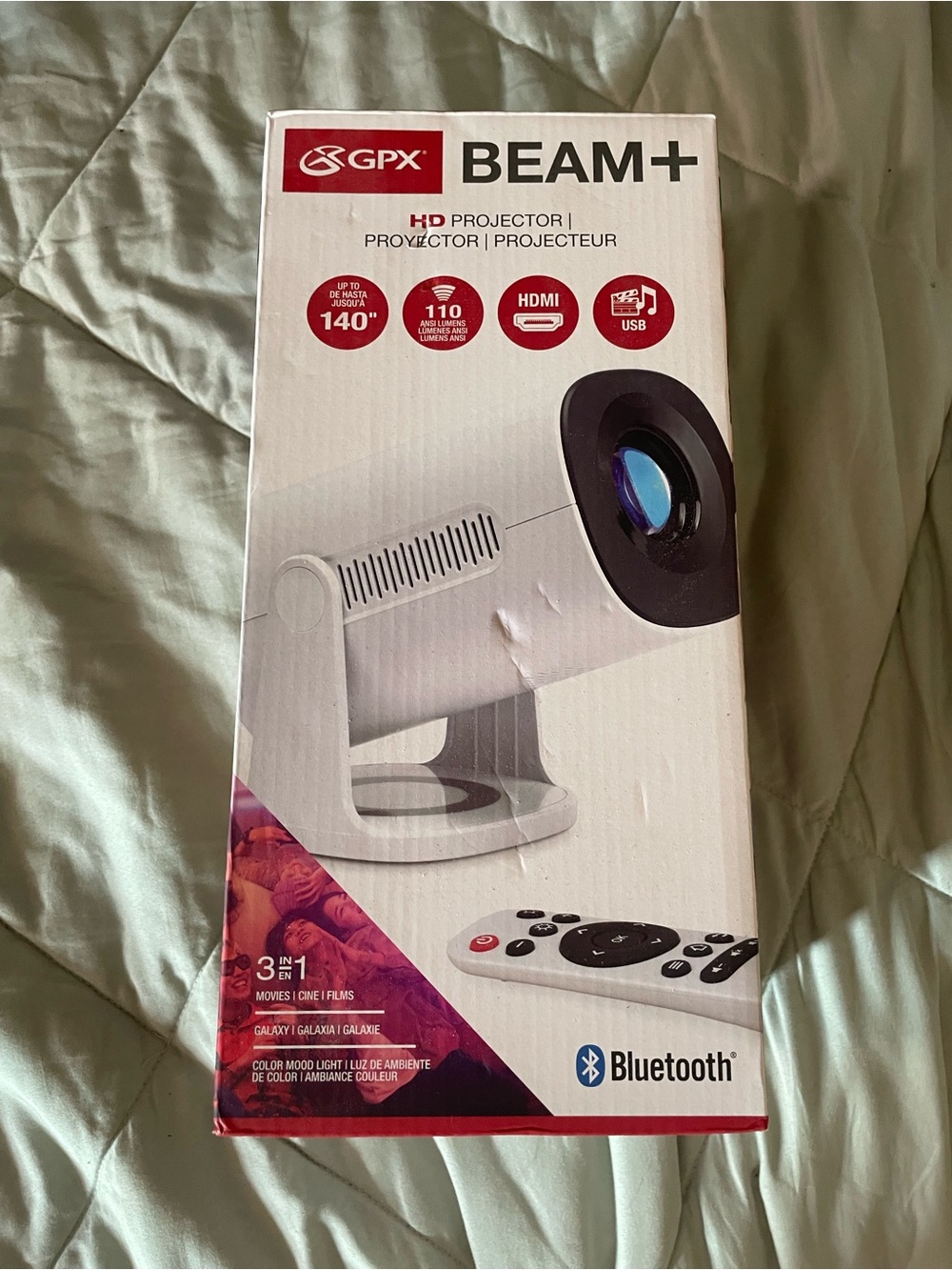 GPX Beam+ White HD Bluetooth Projector